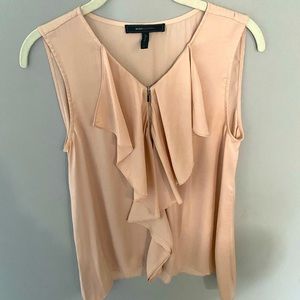 BCBGMaxAzria women’s small ruffled blouse with from zipper.